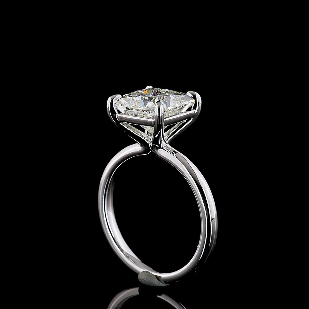 14K White Gold Princess Cut Solitaire Ring with 4.10 Carat Lab Grown Diamond - E-F Color VVS2 Clarity IGI Certified - Covaloro Fine Jewelry