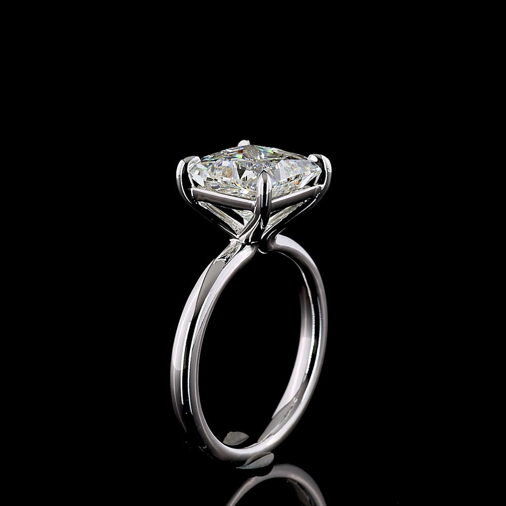 14K White Gold Princess Cut Solitaire Ring with 4.10 Carat Lab Grown Diamond - E-F Color VVS2 Clarity IGI Certified - Covaloro Fine Jewelry