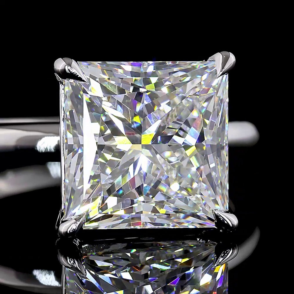 14K White Gold Princess Cut Solitaire Ring with 5.23 Carat Lab Grown Diamond - E VVS2 IGI Certified - Covaloro Fine Jewelry