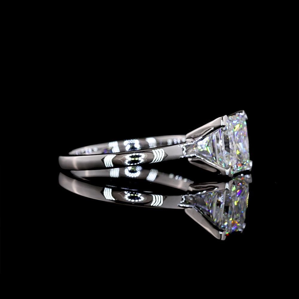 14K White Gold Princess Cut Solitaire Ring with Lab Diamond - 2.50 Carats Total Diamond Weight - Covaloro Fine Jewelry