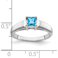 14K White Gold Princess Cut Swiss Blue Topaz Ring - 0.47 Carat Total Gemstone Weight by Monteluci Fine Jewelry