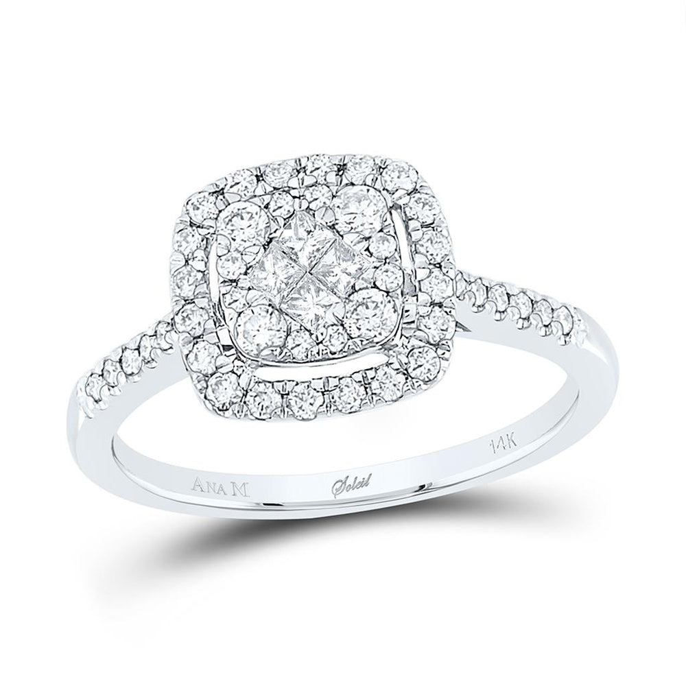 14K White Gold Princess Diamond Bridal Ring - 1/2 Carat Total Diamond Weight