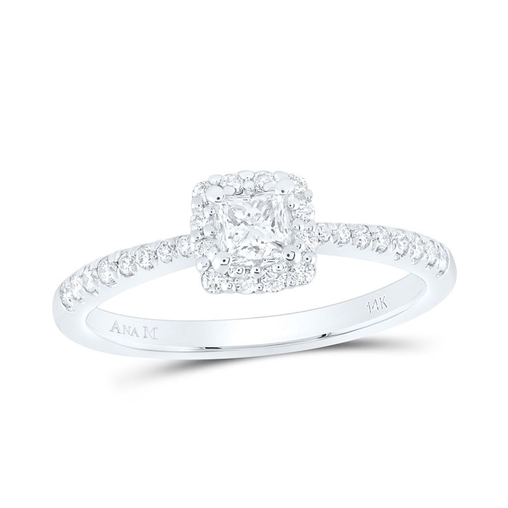 14K White Gold Princess Diamond Bridal Ring - 1/2 Carat Total Diamond Weight