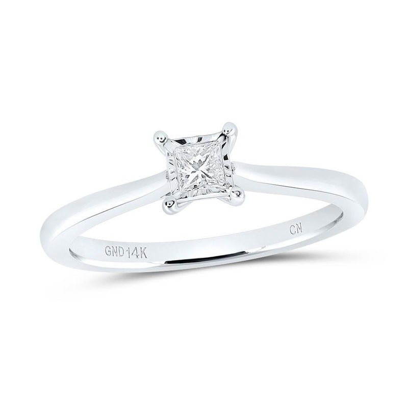 14K White Gold Princess Diamond Bridal Ring - 1/7 Carat Total Diamond Weight