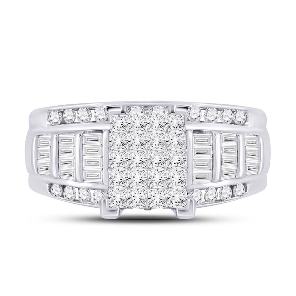 14K White Gold Princess Diamond Bridal Ring - 1 Carat Total Diamond Weight