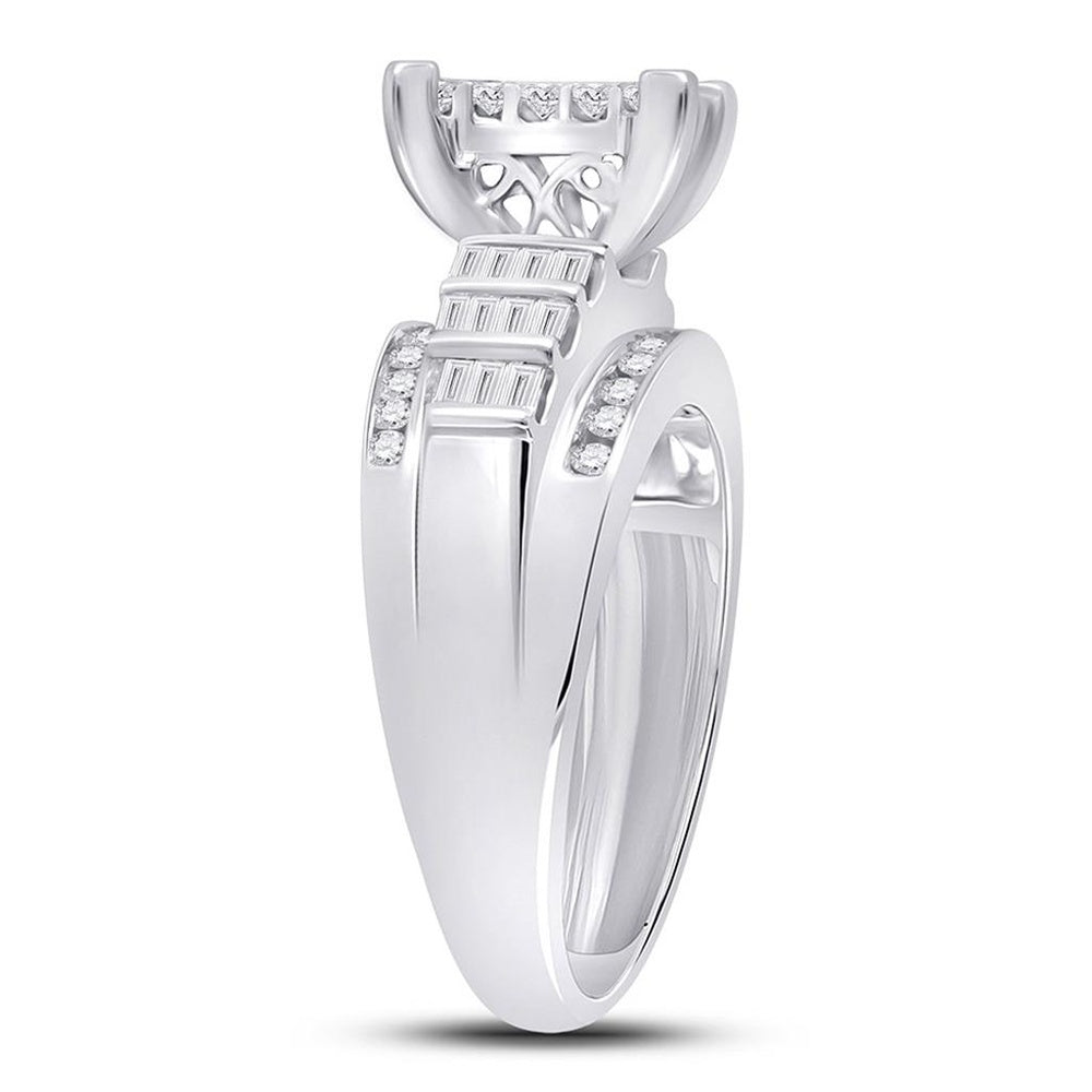 14K White Gold Princess Diamond Bridal Ring - 1 Carat Total Diamond Weight