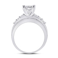 14K White Gold Princess Diamond Bridal Ring - 1 Carat Total Diamond Weight