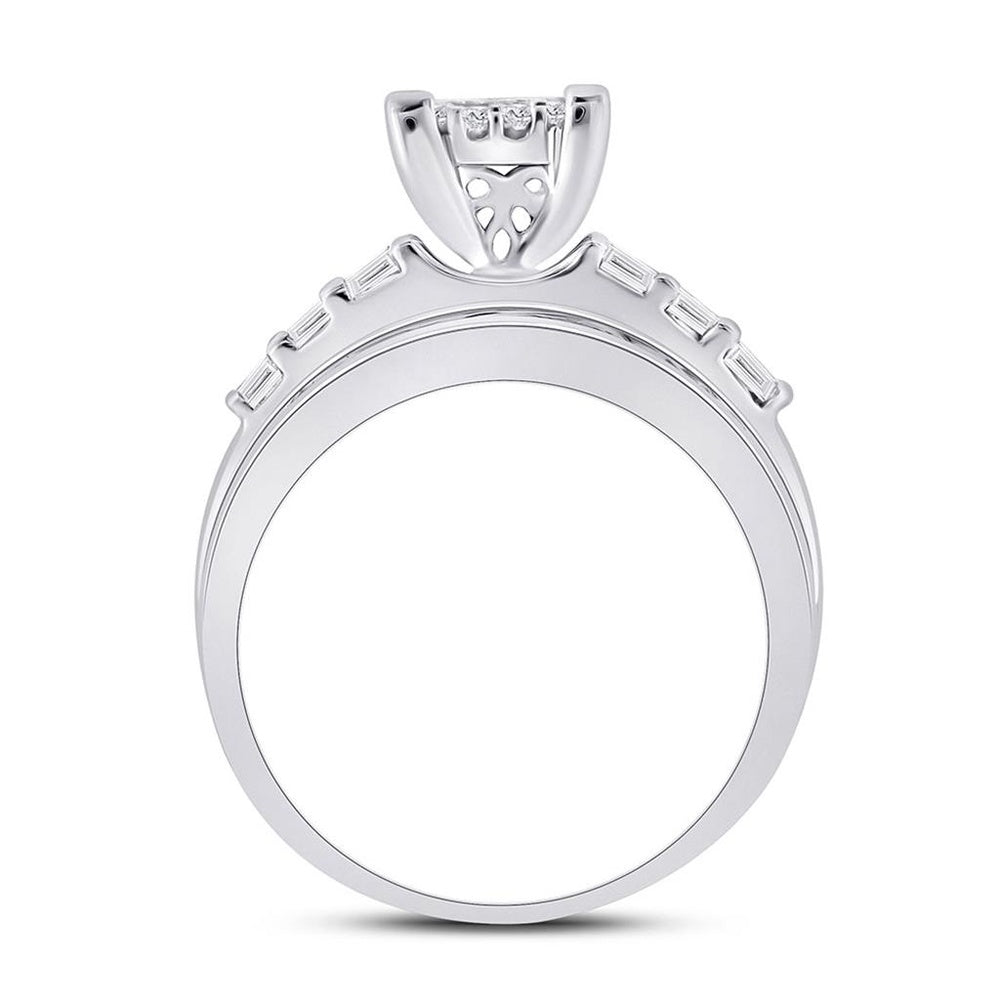 14K White Gold Princess Diamond Bridal Ring - 1 Carat Total Diamond Weight