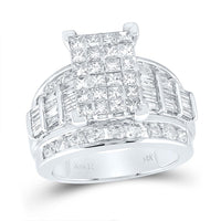 14K White Gold Princess Diamond Bridal Ring - 3 Carat Total Diamond Weight