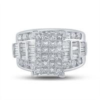 14K White Gold Princess Diamond Bridal Ring - 3 Carat Total Diamond Weight