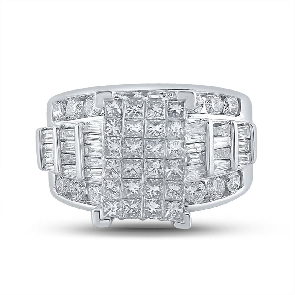 14K White Gold Princess Diamond Bridal Ring - 3 Carat Total Diamond Weight