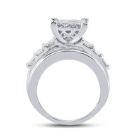 14K White Gold Princess Diamond Bridal Ring - 3 Carat Total Diamond Weight