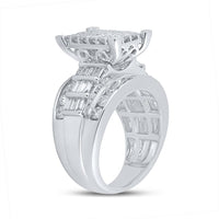 14K White Gold Princess Diamond Bridal Ring - 3 Carat Total Diamond Weight