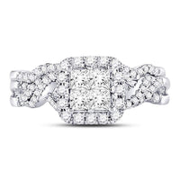 14K White Gold Princess Diamond Bridal Ring Set - 1 Carat Total Diamond Weight