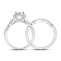 14K White Gold Princess Diamond Bridal Ring Set - 1 Carat Total Diamond Weight
