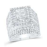 14K White Gold Princess Diamond Bridal Ring Set - 4 Carat Total Diamond Weight