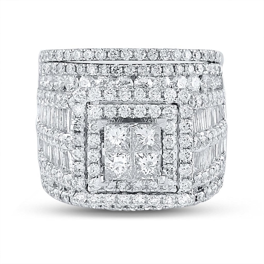 14K White Gold Princess Diamond Bridal Ring Set - 4 Carat Total Diamond Weight