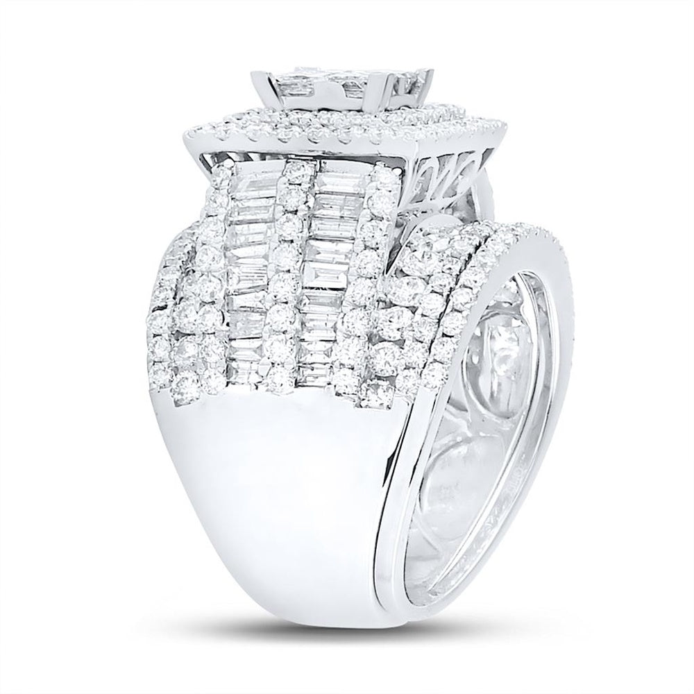 14K White Gold Princess Diamond Bridal Ring Set - 4 Carat Total Diamond Weight