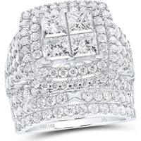 14K White Gold Princess Diamond Bridal Wedding Ring Set - 5.00 Carat Total Diamond Weight