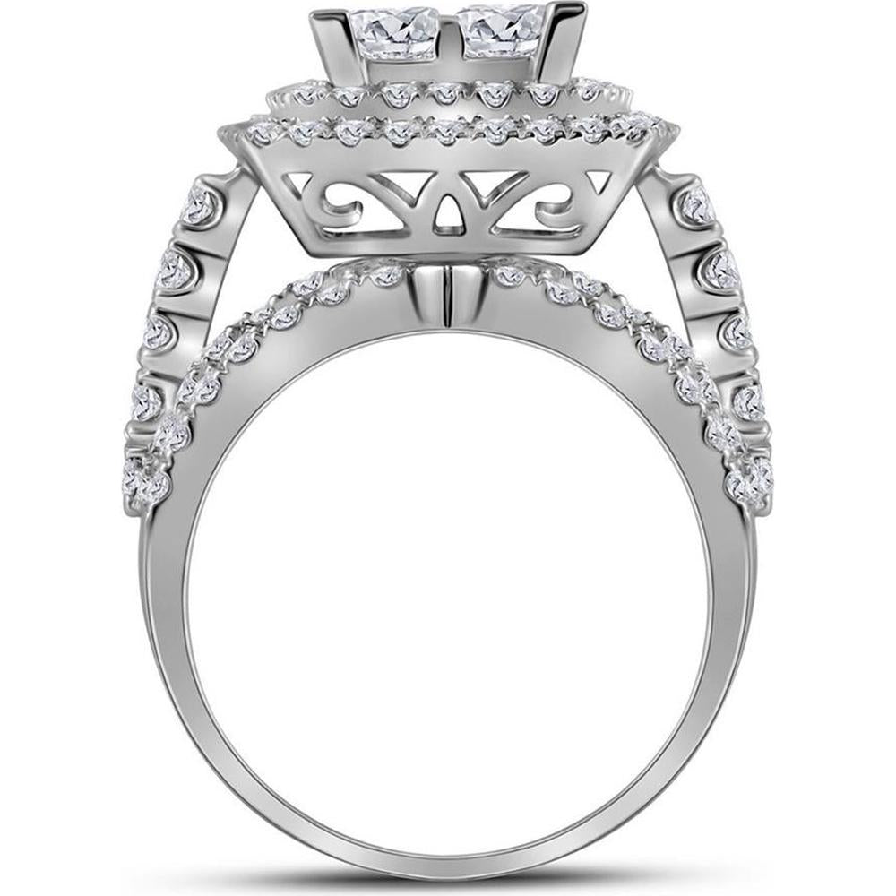 14K White Gold Princess Diamond Bridal Wedding Ring Set - 5.00 Carat Total Diamond Weight