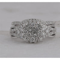 14K White Gold Princess Diamond Bridal Wedding Ring Set with 1-1/4 Carat Total Diamond Weight