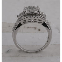 14K White Gold Princess Diamond Bridal Wedding Ring Set with 1-1/4 Carat Total Diamond Weight