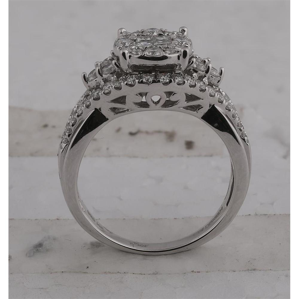 14K White Gold Princess Diamond Bridal Wedding Ring Set with 1-1/4 Carat Total Diamond Weight