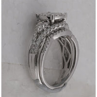 14K White Gold Princess Diamond Bridal Wedding Ring Set with 1-1/4 Carat Total Diamond Weight
