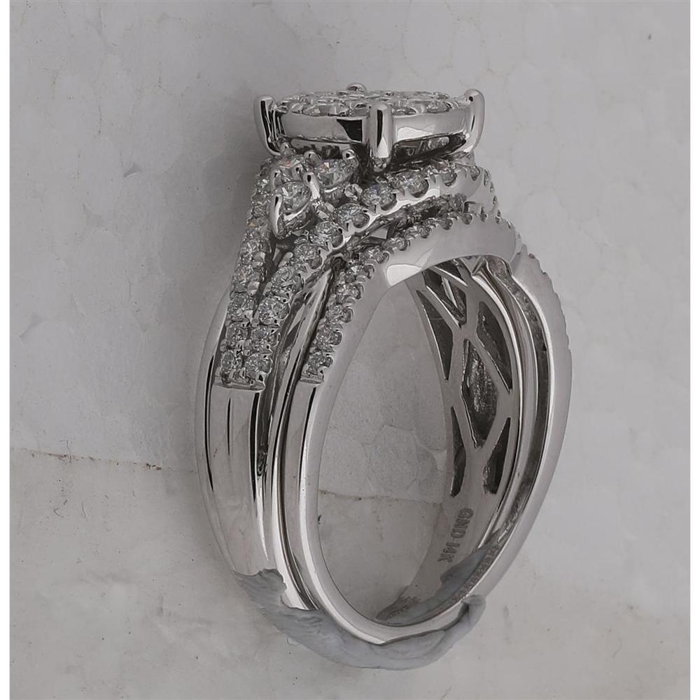 14K White Gold Princess Diamond Bridal Wedding Ring Set with 1-1/4 Carat Total Diamond Weight