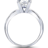 14K White Gold Princess Diamond Solitaire Bridal Ring 1 Carat Total Weight (Certified)