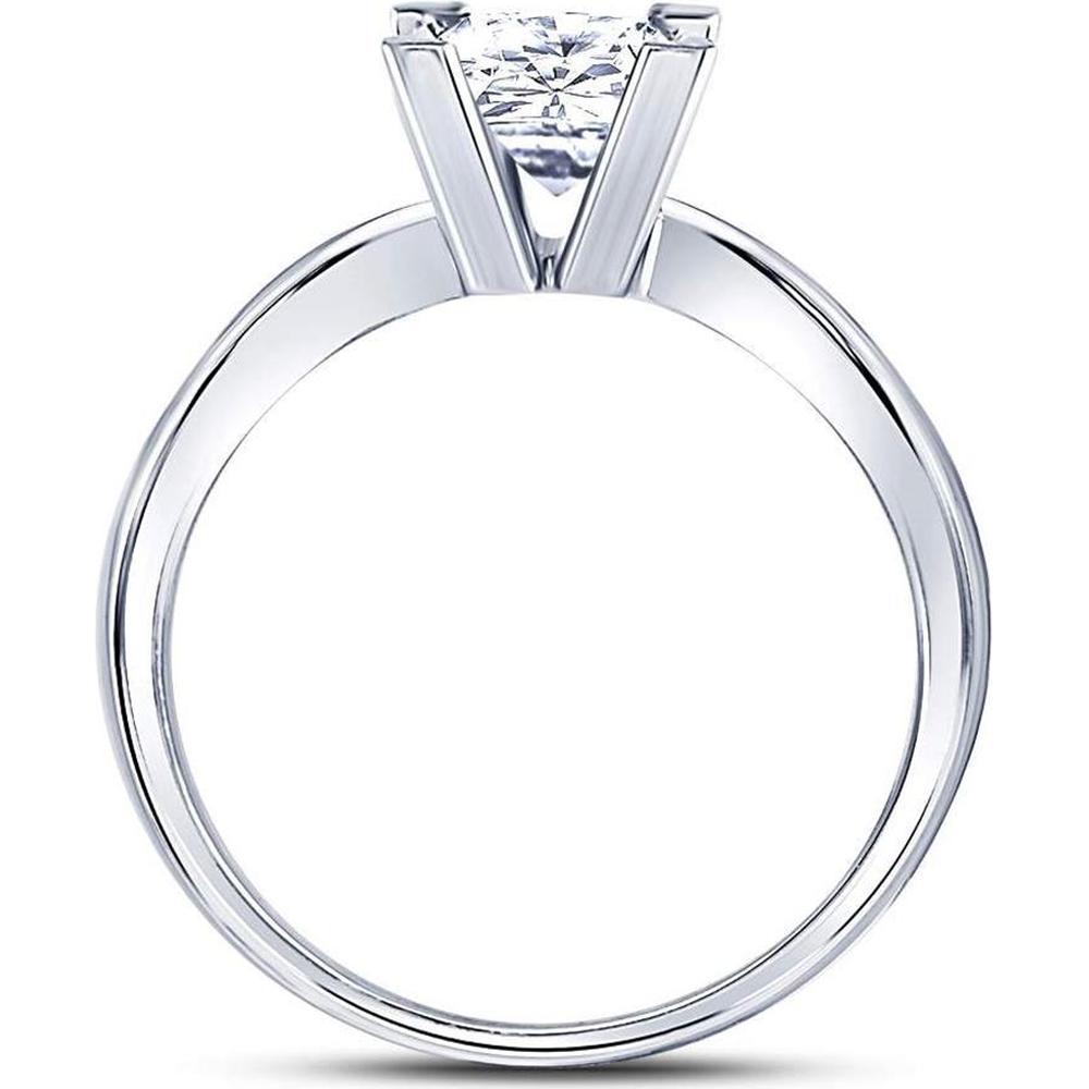 14K White Gold Princess Diamond Solitaire Bridal Ring 1 Carat Total Weight (Certified)