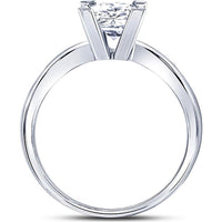 14K White Gold Princess Diamond Solitaire Bridal Ring 1 Carat Total Weight (Certified)
