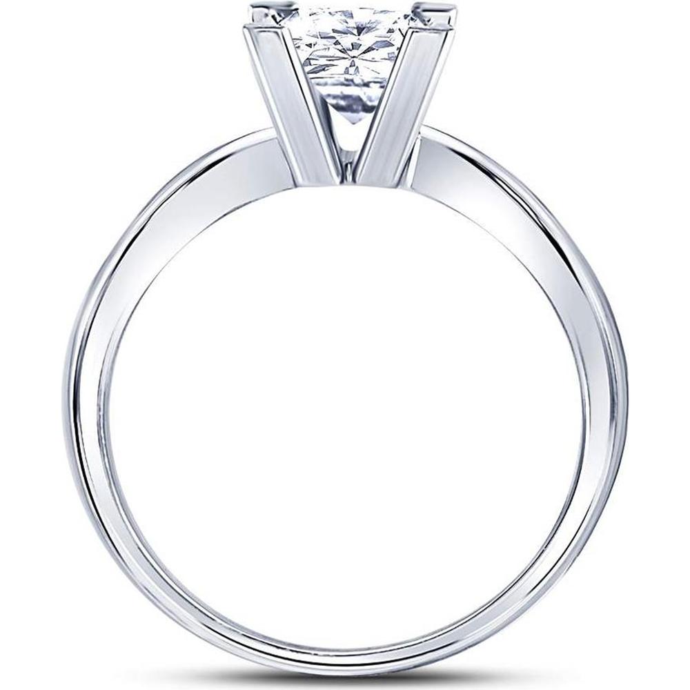 14K White Gold Princess Diamond Solitaire Bridal Ring 1 Carat Total Weight (Certified)