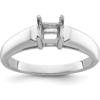14K White Gold Princess Gemstone Ring Mounting - 4mm by Monteluci Fine Jewelry