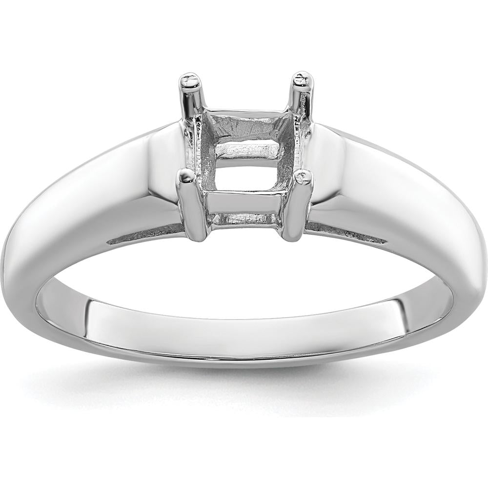 14K White Gold Princess Gemstone Ring Mounting - 4mm by Monteluci Fine Jewelry
