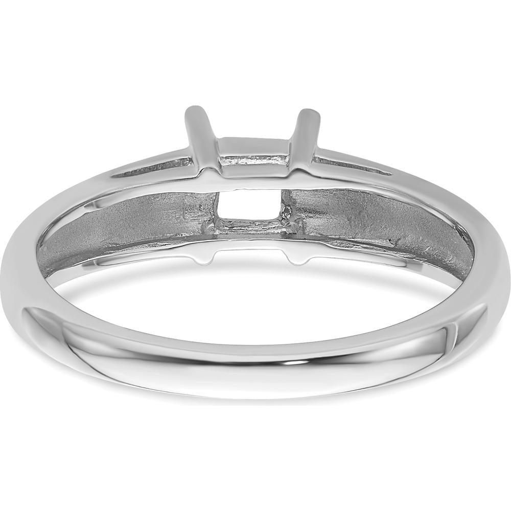 14K White Gold Princess Gemstone Ring Mounting - 4mm by Monteluci Fine Jewelry