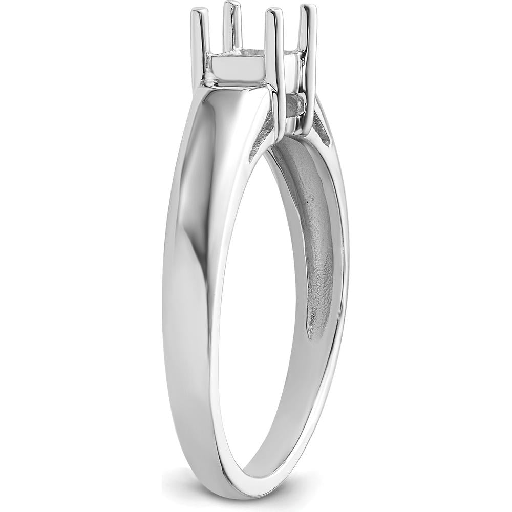 14K White Gold Princess Gemstone Ring Mounting - 4mm by Monteluci Fine Jewelry