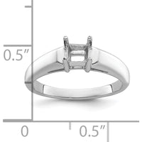 14K White Gold Princess Gemstone Ring Mounting - 4mm by Monteluci Fine Jewelry