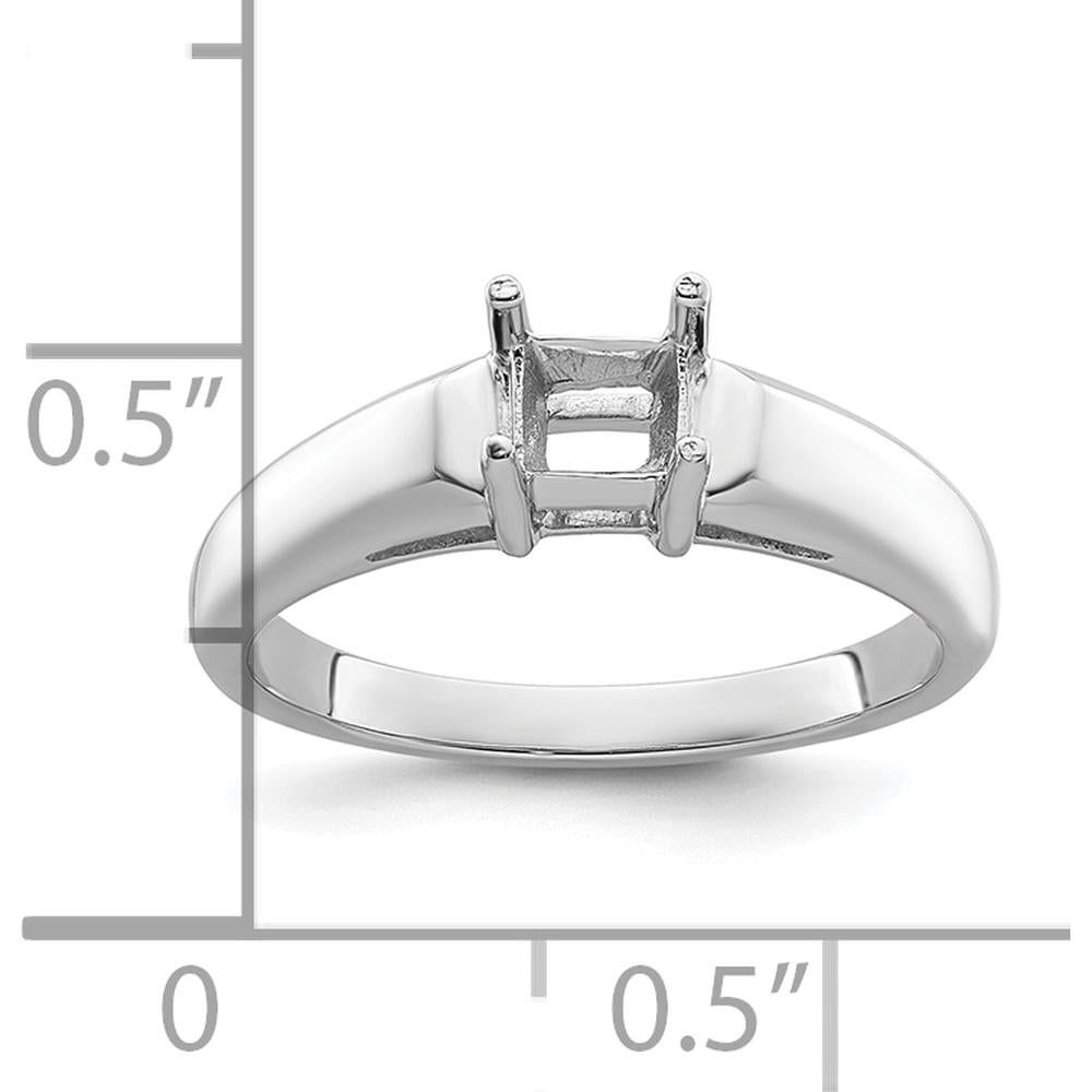 14K White Gold Princess Gemstone Ring Mounting - 4mm by Monteluci Fine Jewelry