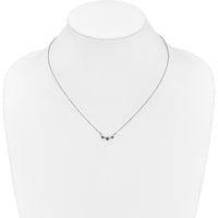 14K White Gold Princess Sapphire and Round Diamond Pendant Necklace - 0.29 Carat Total Sapphire Weight, 0.06 Carat Total Diamond Weight by Lumare Gioia