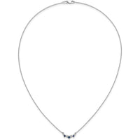 14K White Gold Princess Sapphire and Round Diamond Pendant Necklace - 0.29 Carat Total Sapphire Weight, 0.06 Carat Total Diamond Weight by Lumare Gioia