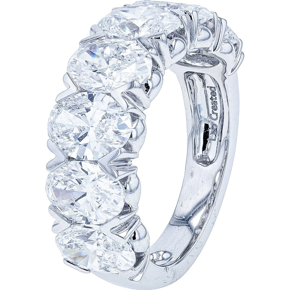 14K White Gold Prong-Set Lab-Grown Diamond Band - 5.00 Carat Total Diamond Weight