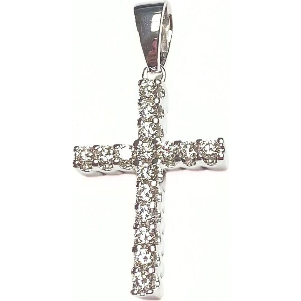 14K White Gold Prong-Set Round Diamond Cross Pendant - 1.51 Carat Total Diamond Weight by Auriventus