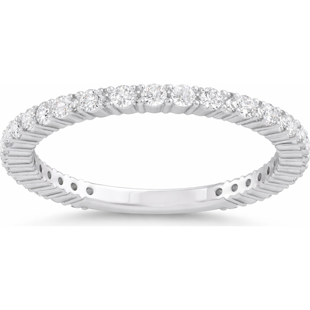 14K White Gold Prong-Set Round Diamond Fashion Band - 0.51 Carat Total Diamond Weight by Auriventus