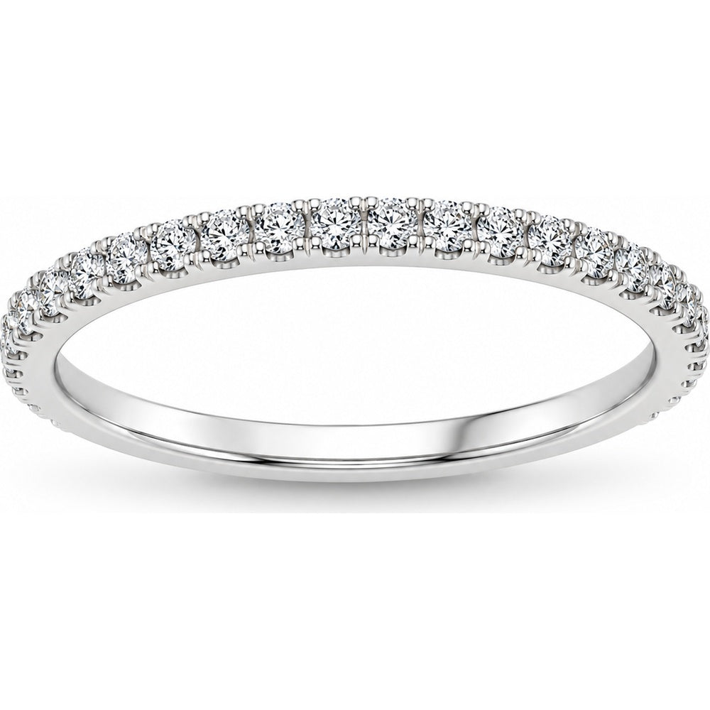 14K White Gold Prong-Set Round Diamond Wedding Band - 0.31 Carat Total Diamond Weight by Auriventus