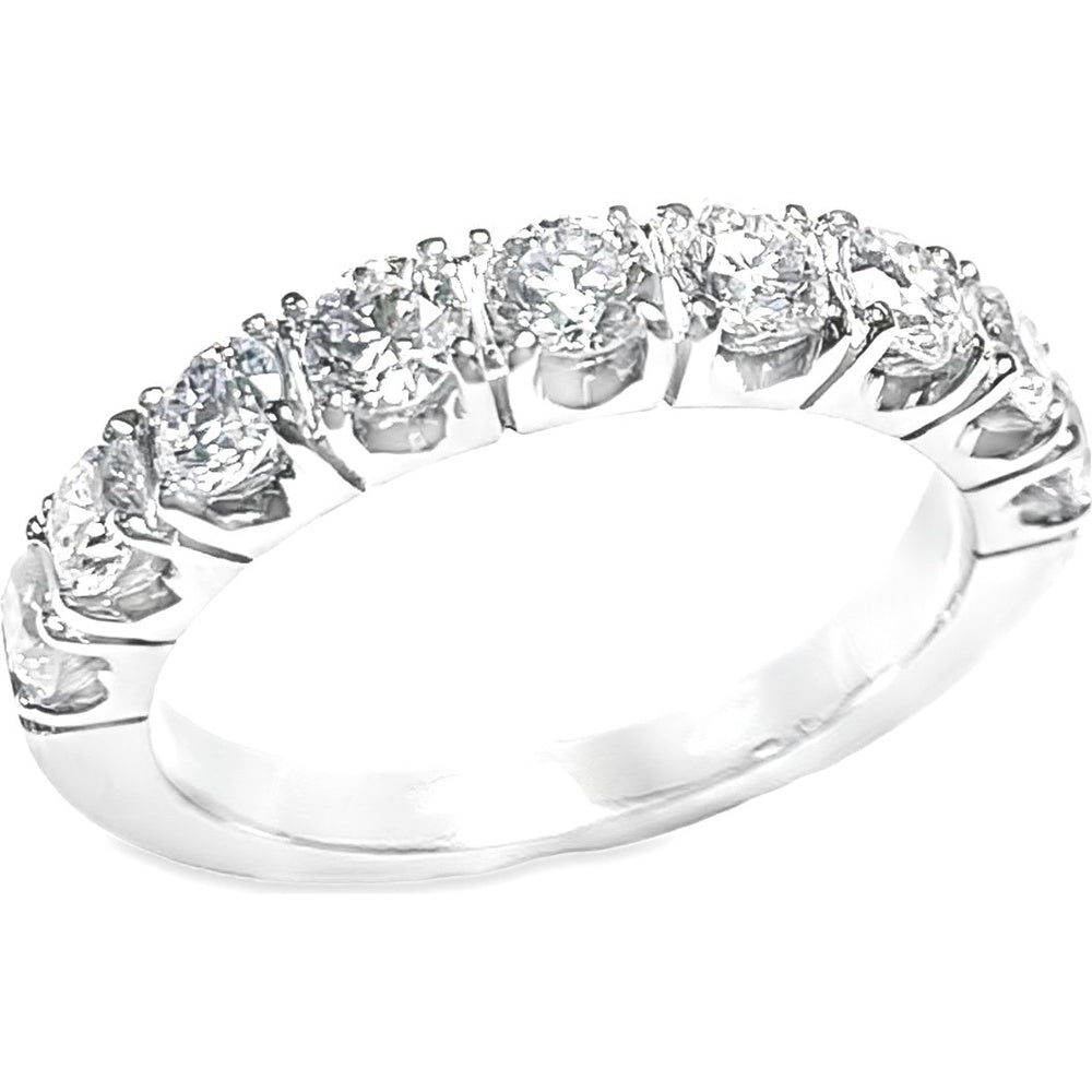 14K White Gold Prong-Set Round Diamond Wedding Band - 1.23 Carat Total Diamond Weight by Auriventus