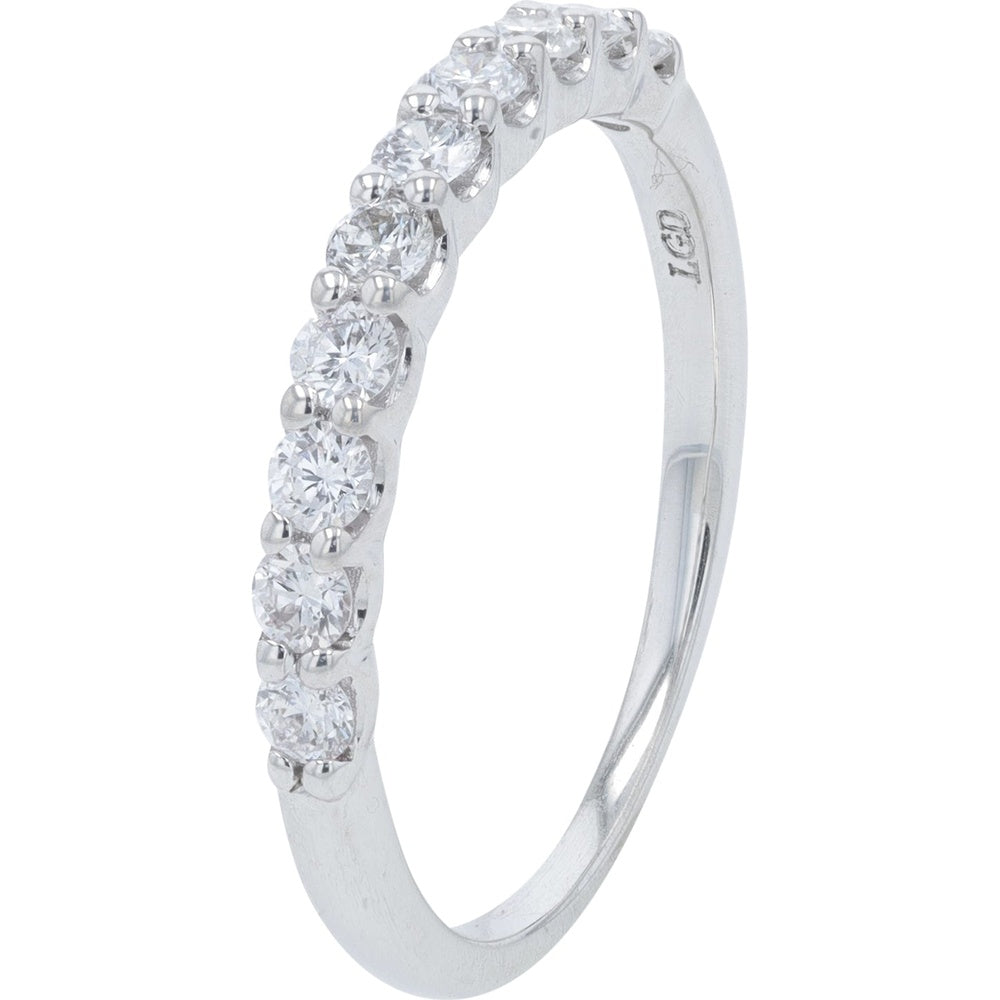 14K White Gold Prong Set Round Lab Grown Diamond Band - 0.50 Carat Total Diamond Weight