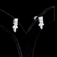 14K White Gold Radiant and Pear Shape Lab Diamond Hanging Earrings - 2.9 Carat Total Weight, E VVS2 and E VS2 Clarity - Covaloro Fine Jewelry