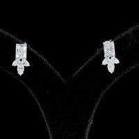 14K White Gold Radiant and Pear Shape Lab Diamond Hanging Earrings - 2.9 Carat Total Weight, E VVS2 and E VS2 Clarity - Covaloro Fine Jewelry