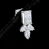 14K White Gold Radiant and Pear Shape Lab Diamond Hanging Earrings - 2.9 Carat Total Weight, E VVS2 and E VS2 Clarity - Covaloro Fine Jewelry